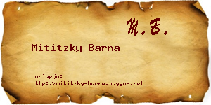 Mititzky Barna névjegykártya
